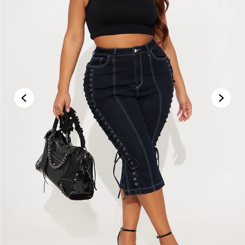 Fashion Nova Dark Blue Lace Jeans